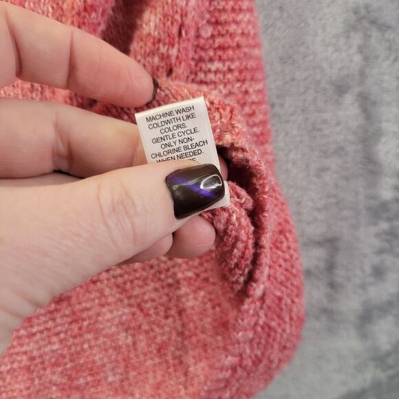 Cato Womens M Knit Sweater Long Sleeve High Low Hem Pink Textured Boho Casual - Picture 9 of 10